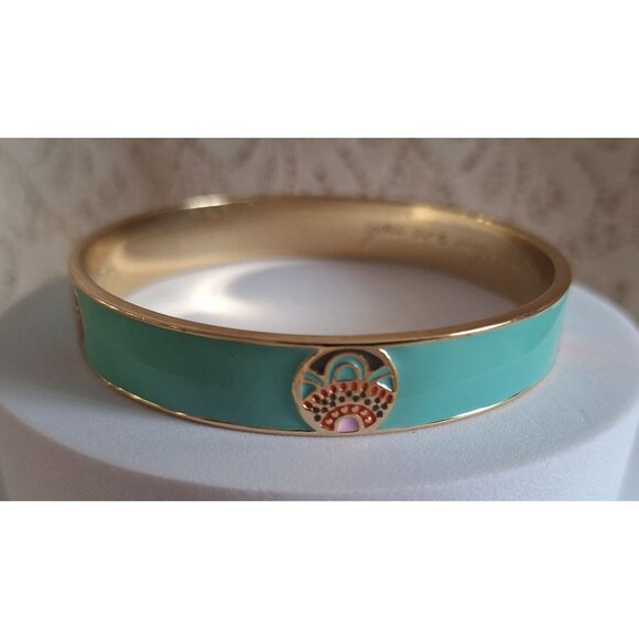 Vera Bradley "You Are My Sunshine" Gold & Turquoise Enamel Bangle Bracelet - Picture 5 of 11
